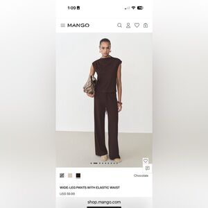 Brand new MANGO dark brown pant and top set